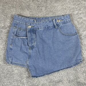 Shein Women's Hemmed Denim Skort Size Petite Small Light Wash